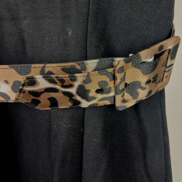 Cache Sheath Dress Womens 6 Black Leopard Print Belted Y2K Glam Cocktail Luxury - Picture 3 of 10
